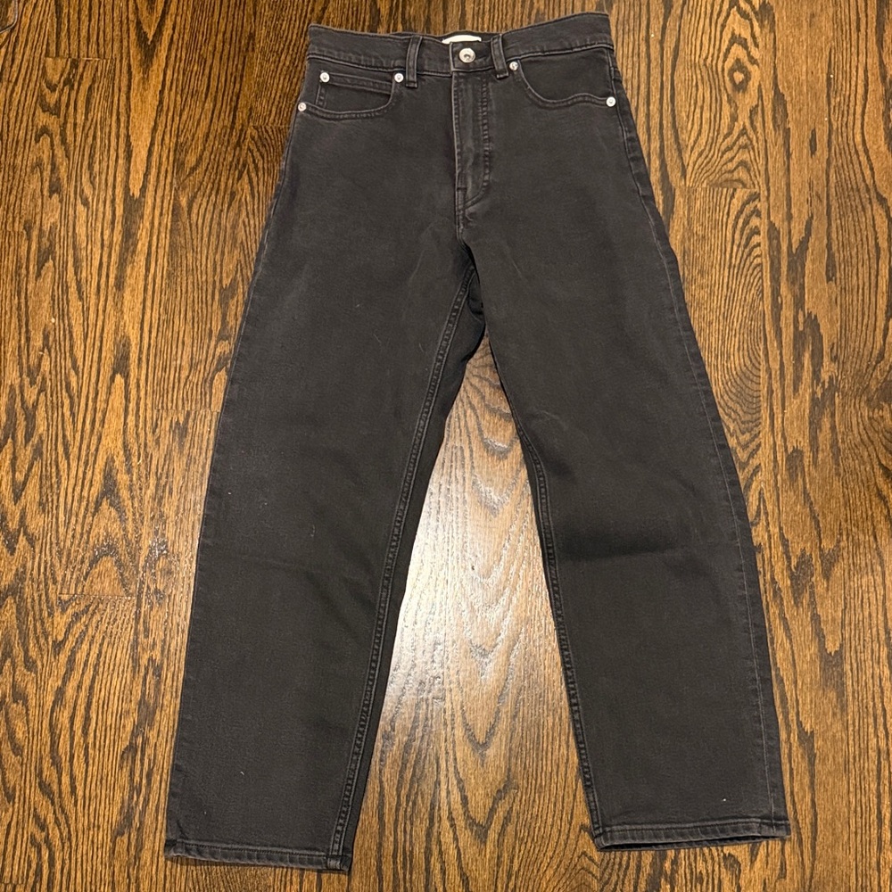 Everlane Way-High Straight Jeans in Black, Size 26R